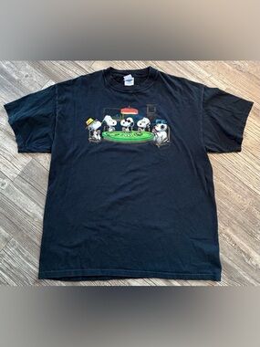 Vintage 90s Y2K Peanuts Snoopy Poker Game T Shirt Size L